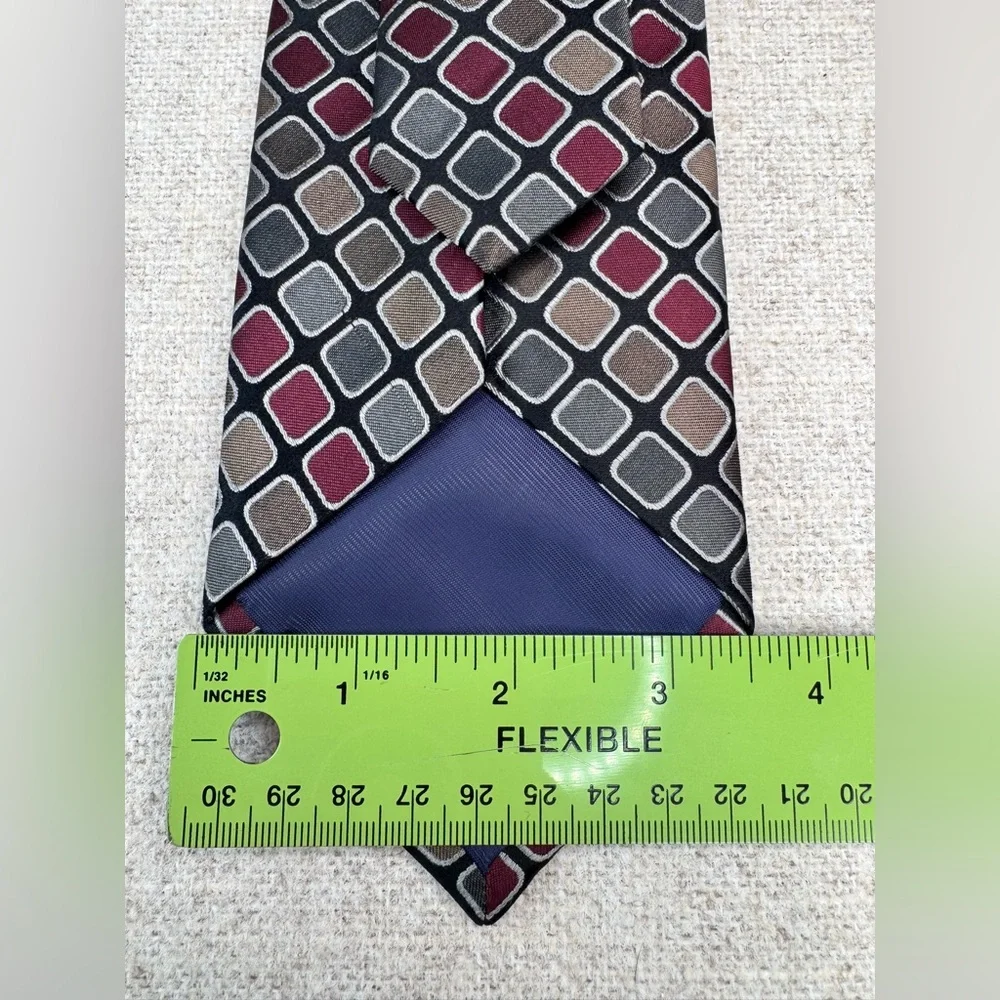 JOSEPH ABBOUD Mens Silk Tie Copper, Silver, Ruby, Designer Business Party Preppy